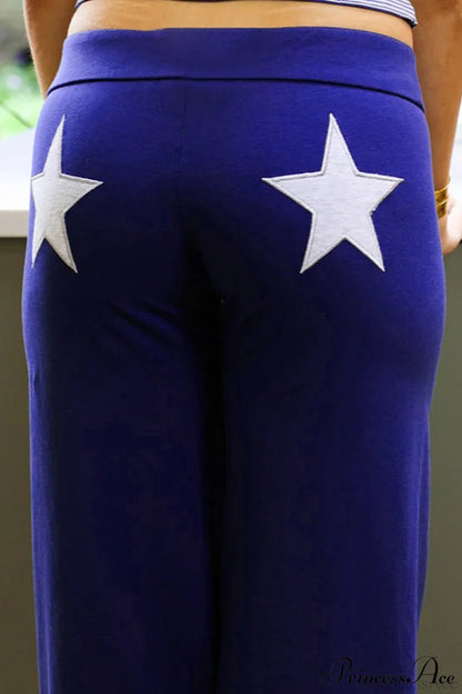 Star Print Stretchy High Waist Straight Leg Pants