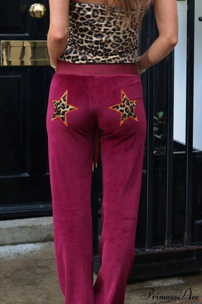 Star Print Stretchy High Waist Straight Leg Pants