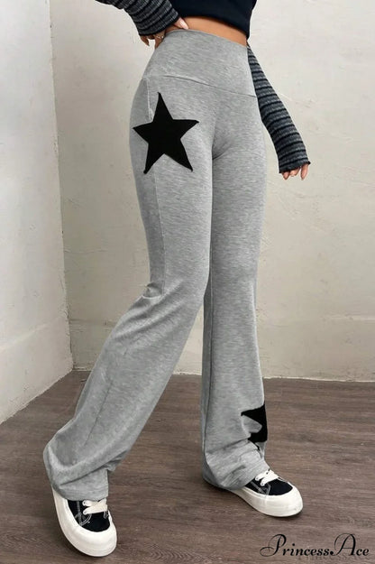 Star Stretchy High Waist Slim-Fit Flared Pants
