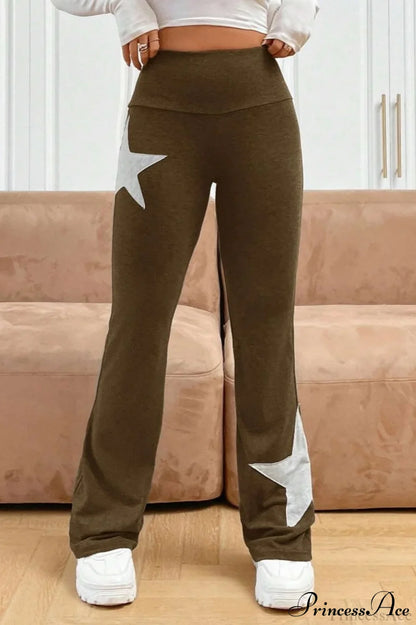 Star Stretchy High Waist Slim-Fit Flared Pants