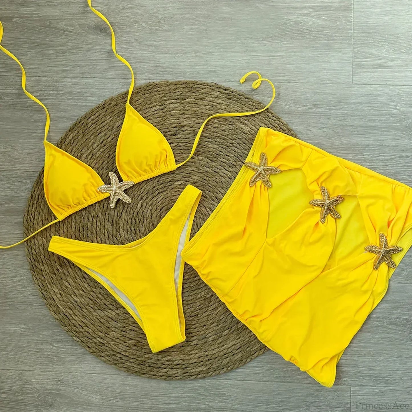 Starfish Brazilian Black Three Piece Swimsuit