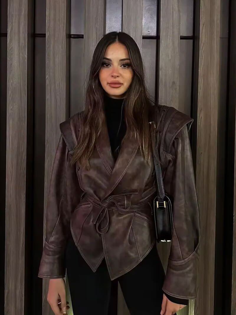 Statement Faux Leather Kimono Jacket