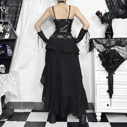 Steampunk Ruffle High Low Skirt