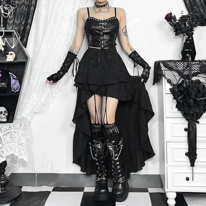 Steampunk Ruffle High Low Skirt
