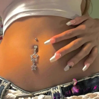 Stellar Crystal Dangle Gothic Belly Ring