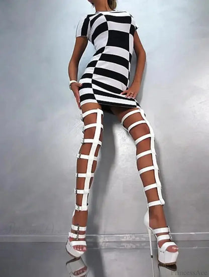Strap Style Gladiator Elevated Thigh Boot