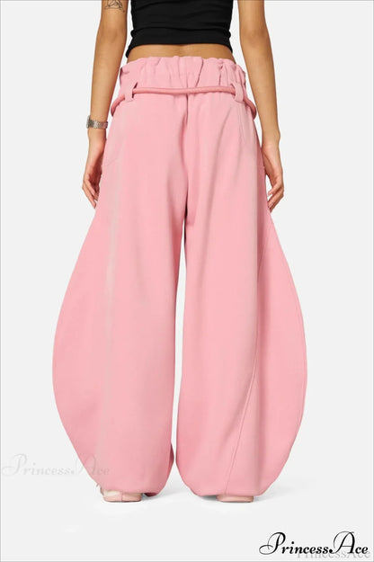Streetwear Drawstring High-Waist Wide Pants