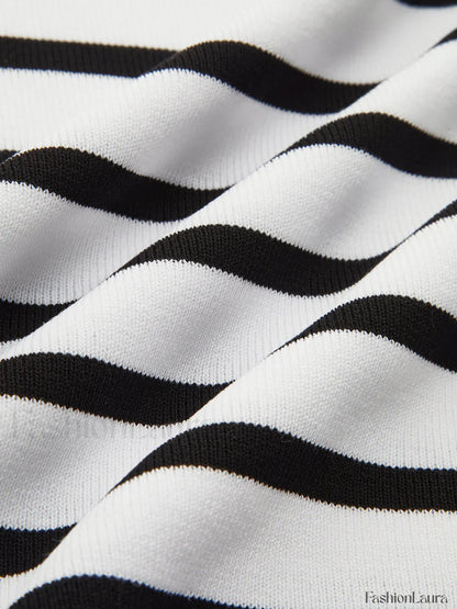 Striped Crop Bodycon Knit Top