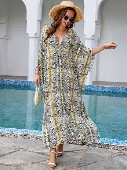 Striped Plus Size Long Dress Cover Up