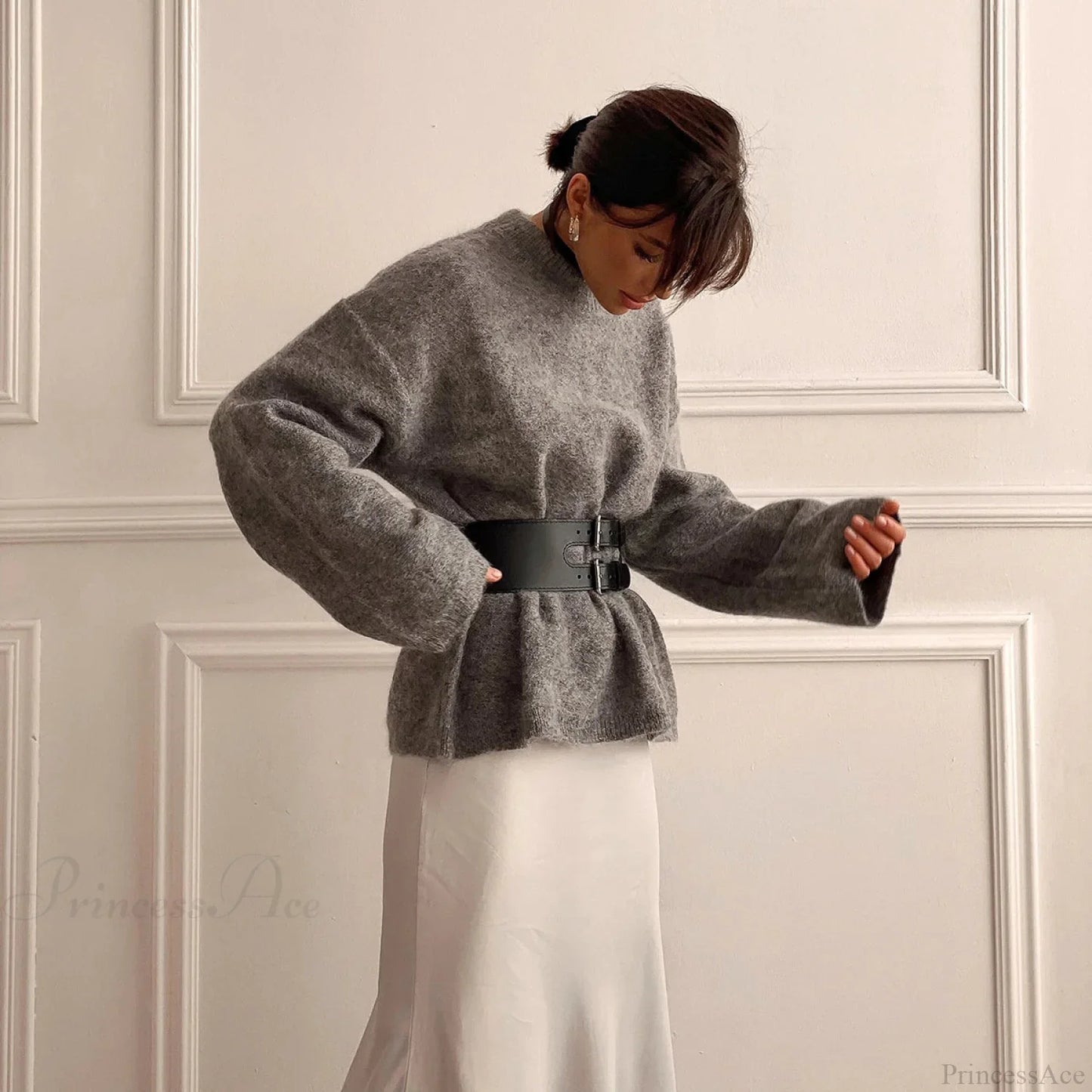 Stylish Dark Leather Harness Belt