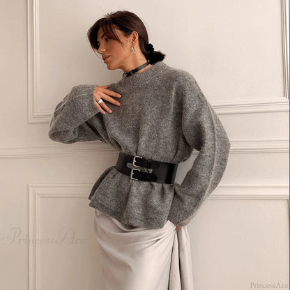 Stylish Dark Leather Harness Belt