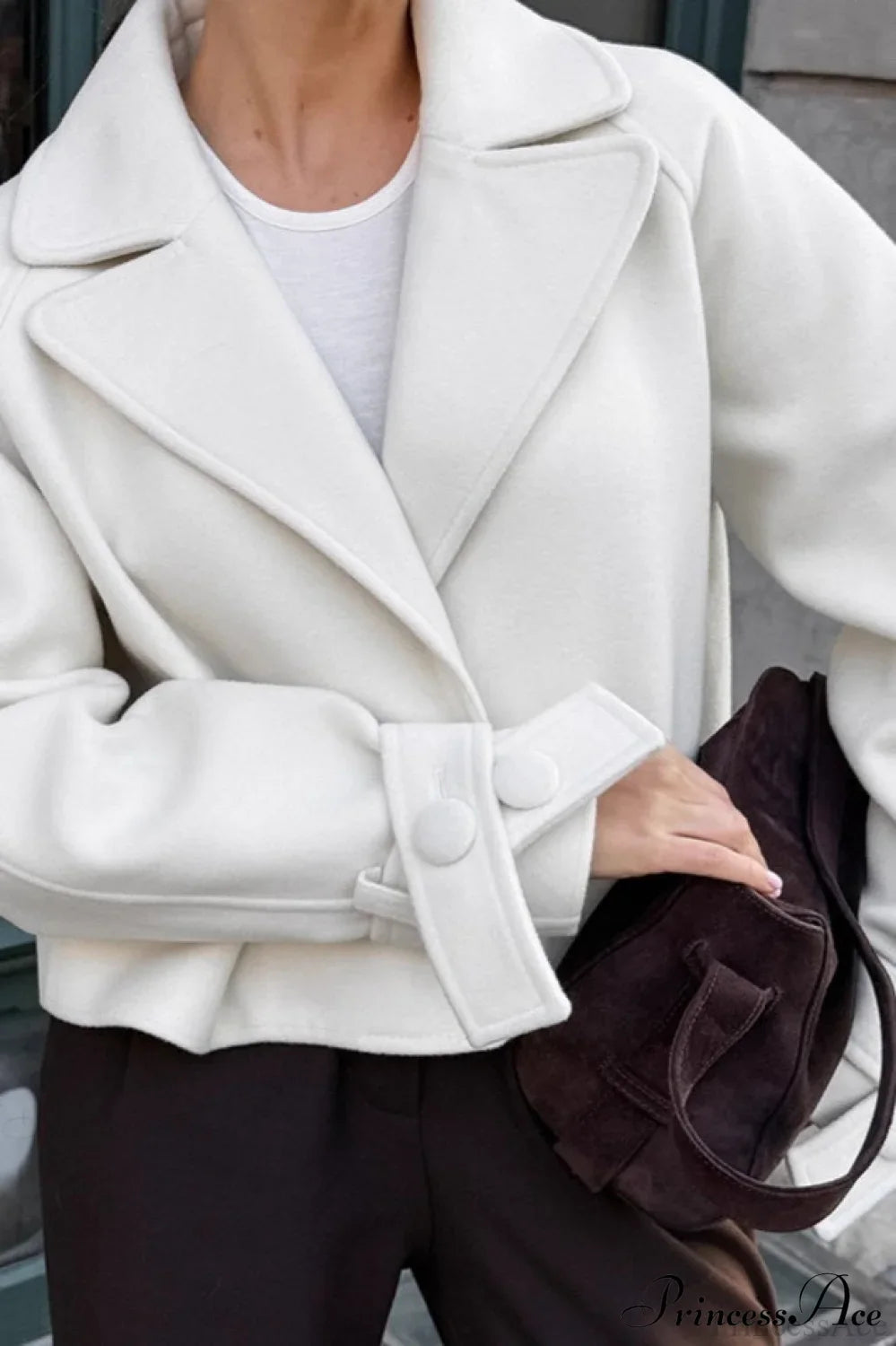 Stylish Notch-Lapel Loose Wool Short Coat