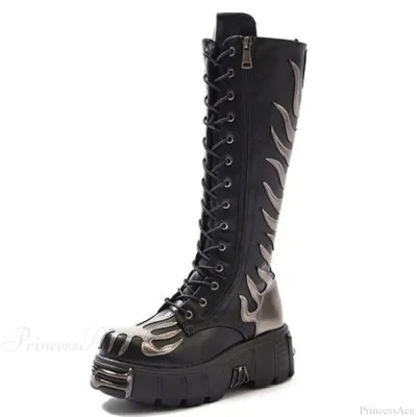 Stylish Rebel Lace-Up Circular Toe Thigh High Gothic Boot