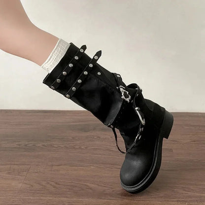 Stylist Rivet Rebel Gothic Tall Heel Platform Boot