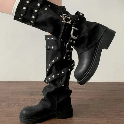 Stylist Rivet Rebel Gothic Tall Heel Platform Boot