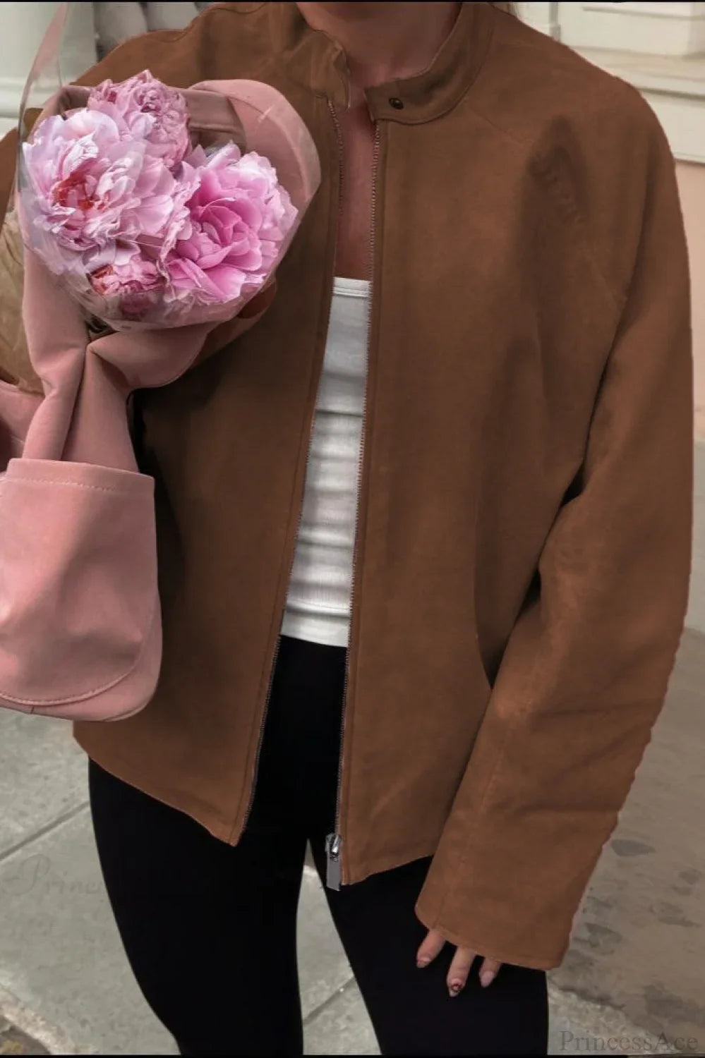 Suede Long Sleeve Elegant Casual Jacket