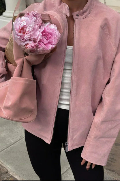 Suede Long Sleeve Solid Elegant Casual Coat