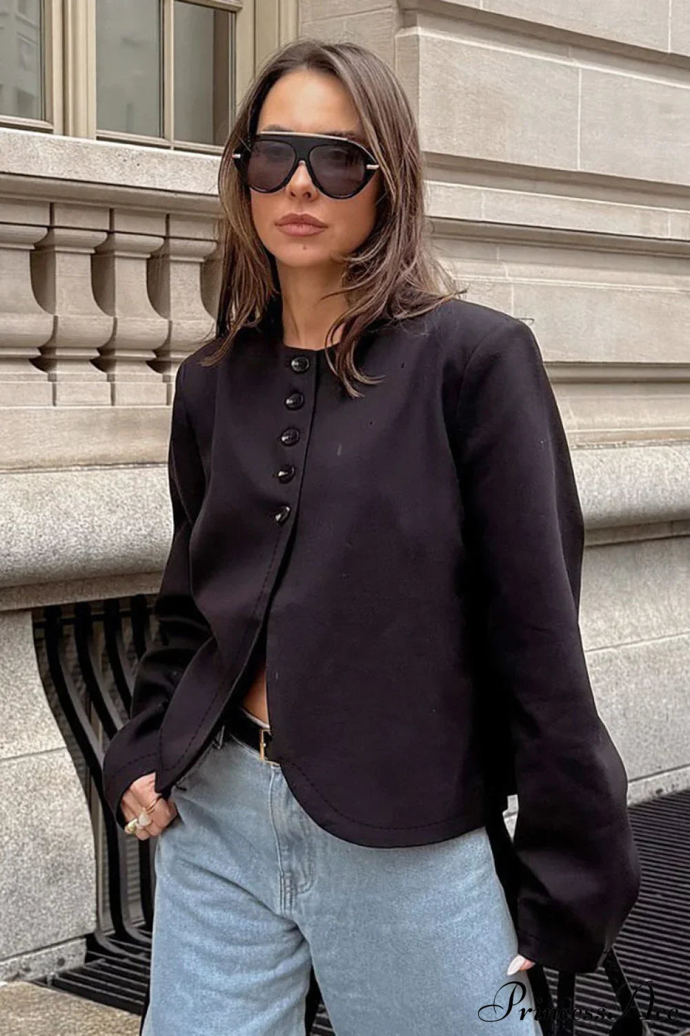 Suede Single Breasted Long Sleeve Coat