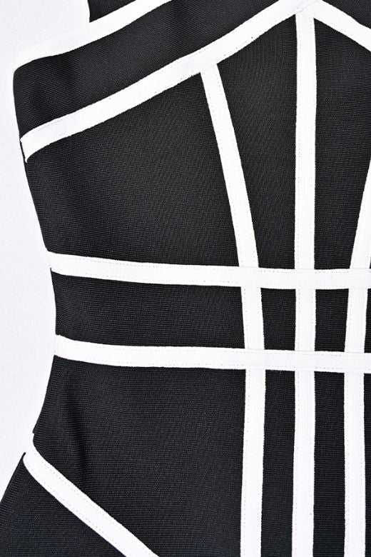 Myrna Cross Strap Color Block Midi Slit Dress