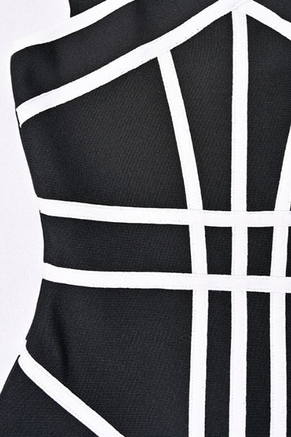 Myrna Cross Strap Color Block Midi Slit Dress