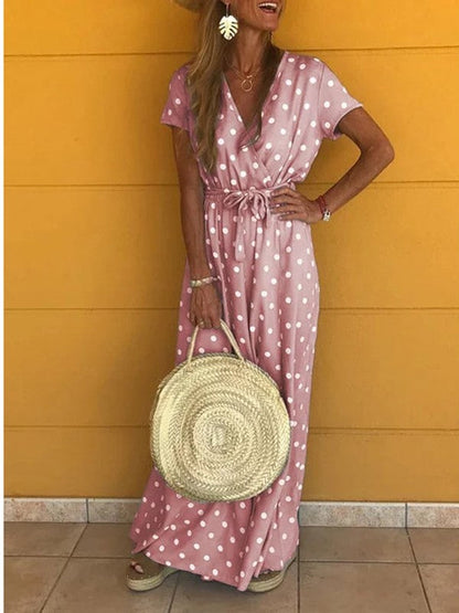 V-neck Polka Dot Dress