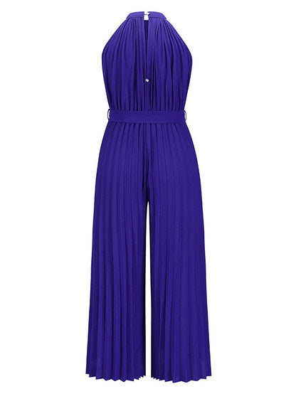 Halter Sleeveless Pleated Jumpsuit