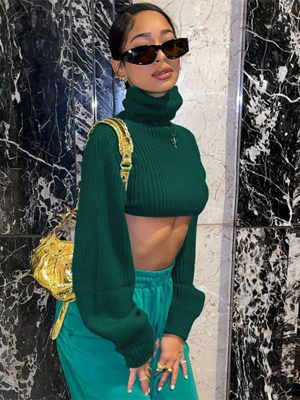 Casual Cropped Long-sleeve Sweater