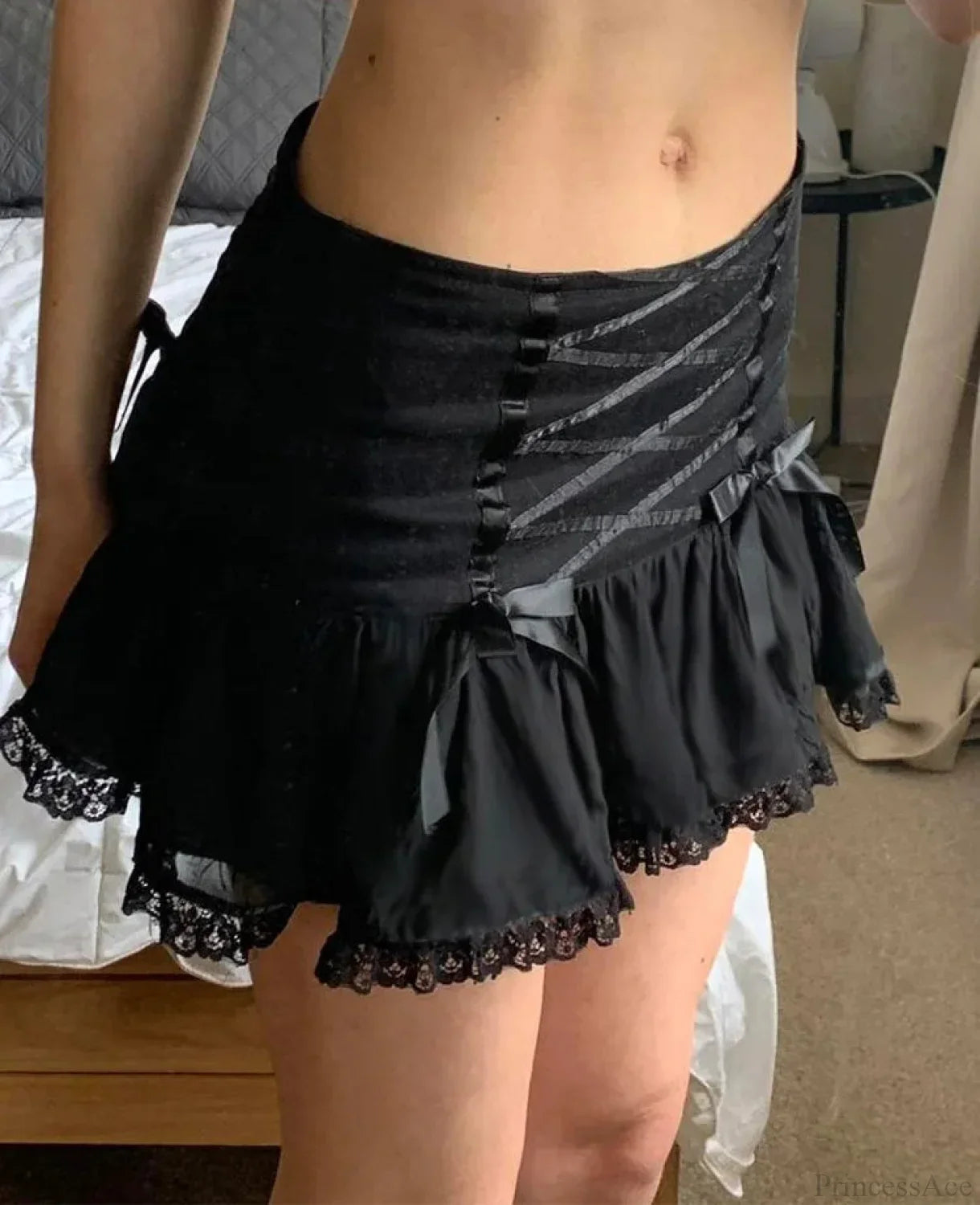 Sweet Lace Trim Bandage Skirt