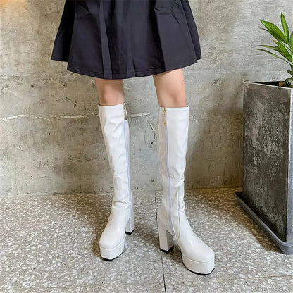 Sweetheart Love Heart Print Dark Block Boot