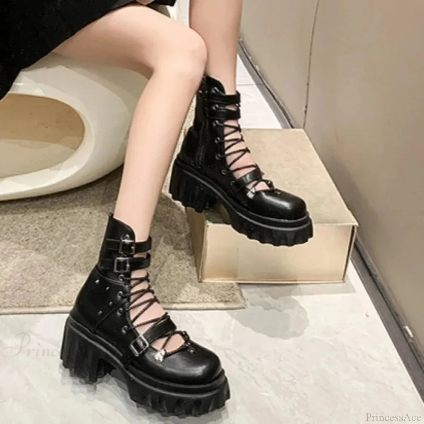 Synthetic Leather Gothic Stud Sandal