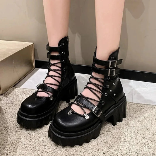 Synthetic Leather Gothic Stud Sandal