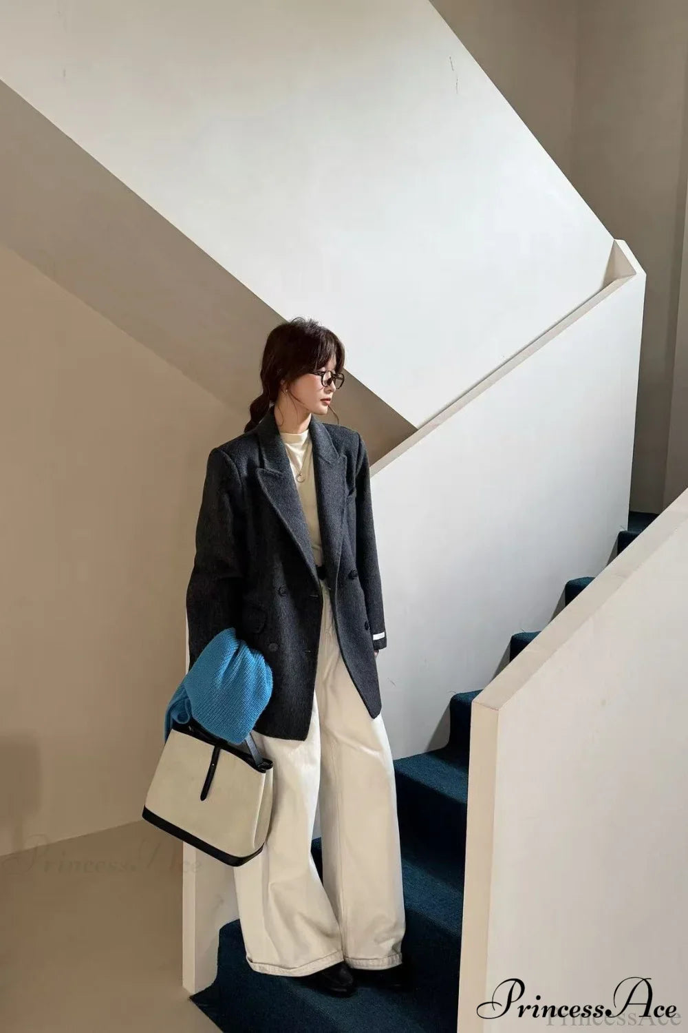 Tailored Collar Double-Face Wool Midi Coat