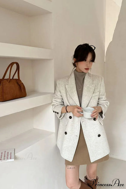 Tailored Collar Double-Face Wool Midi Coat