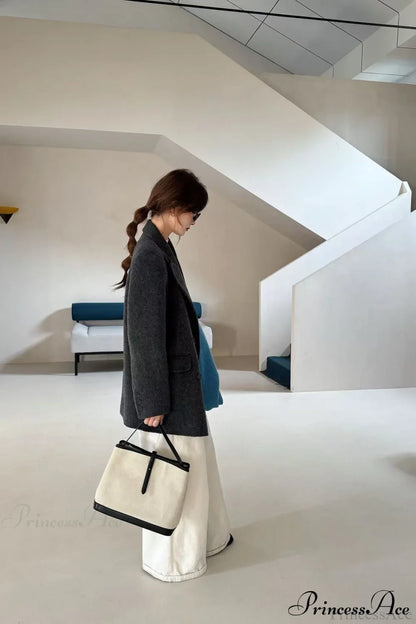 Tailored Collar Double-Face Wool Midi Coat