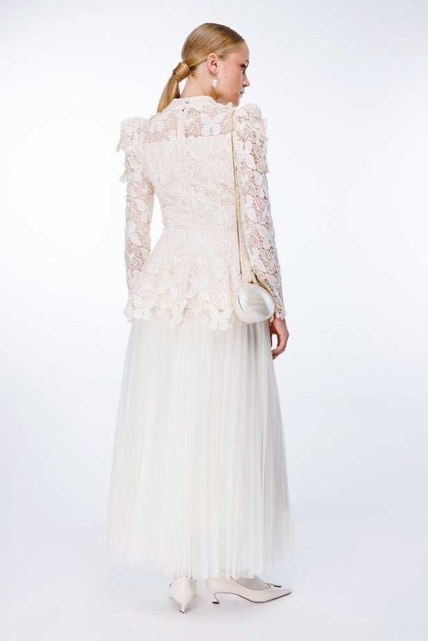 Elizabeth Butterfly Embroidered Lace Maxi Dress