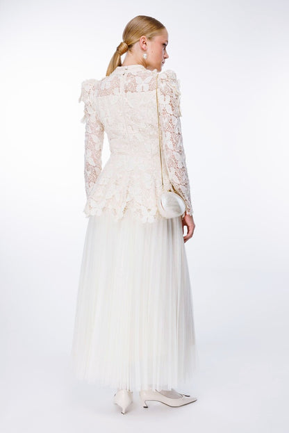 Elizabeth Butterfly Embroidered Lace Maxi Dress