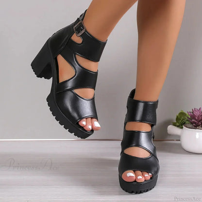 Tall Heel Dark Platform Sandal
