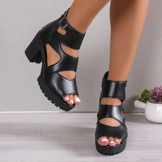 Tall Heel Dark Platform Sandal