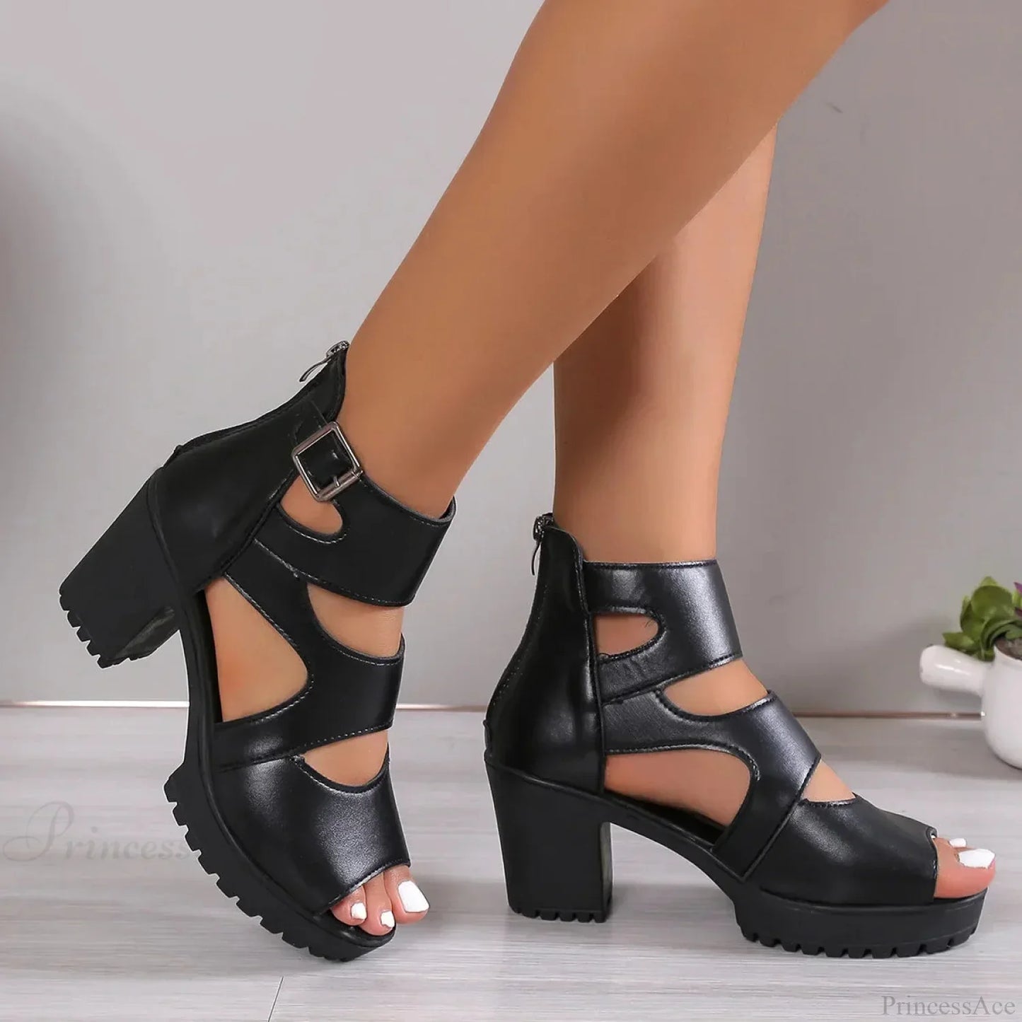 Tall Heel Dark Platform Sandal