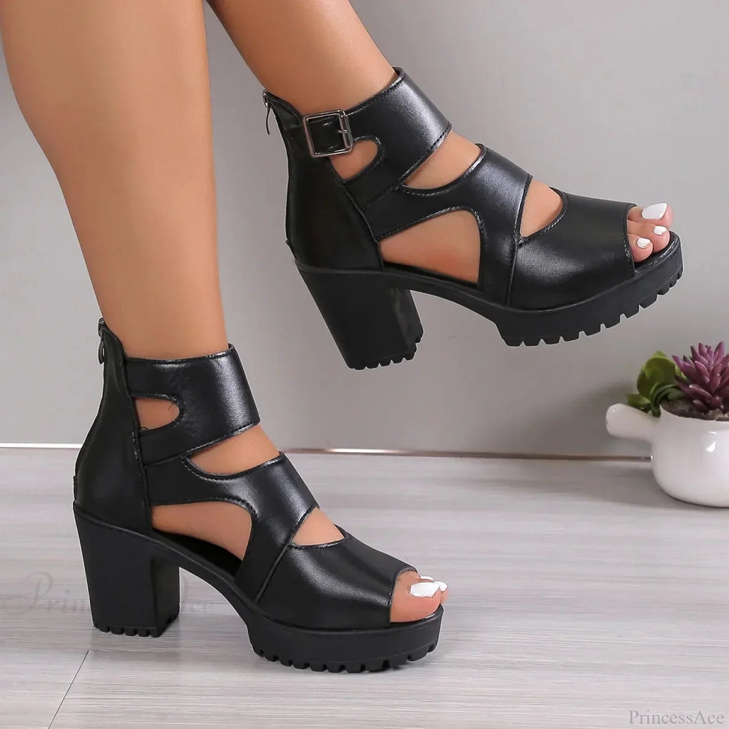 Tall Heel Dark Platform Sandal