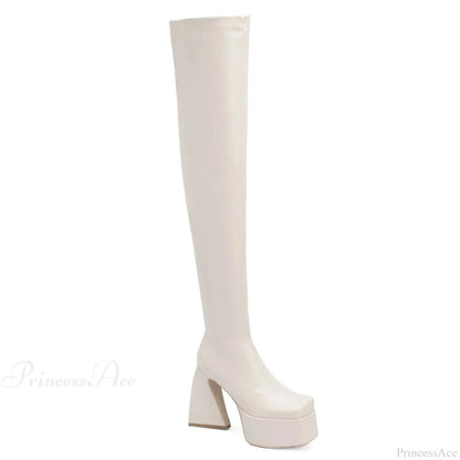 Tall Heeled Above The Knee Platform Winter Boot