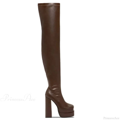 Tall Heeled Above The Knee Platform Winter Boot