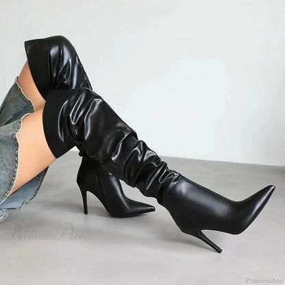 Tall Stiletto Zipper Gothic High Heel Boot