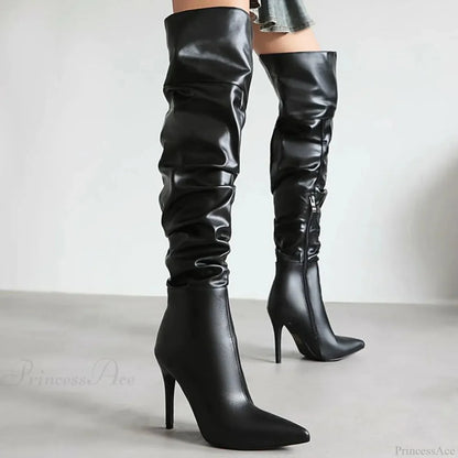Tall Stiletto Zipper Gothic High Heel Boot