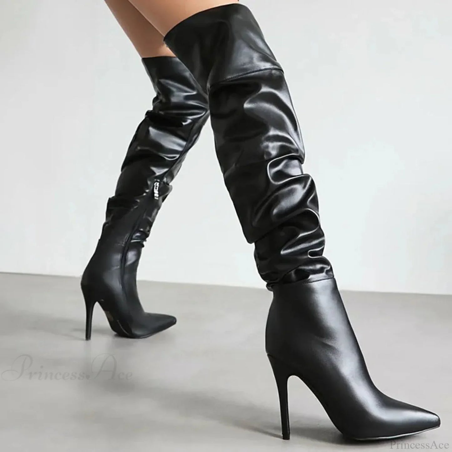 Tall Stiletto Zipper Gothic High Heel Boot