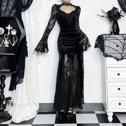 Tall Waist Mysterious Style Full-Length Dress