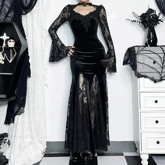 Tall Waist Mysterious Style Full-Length Dress