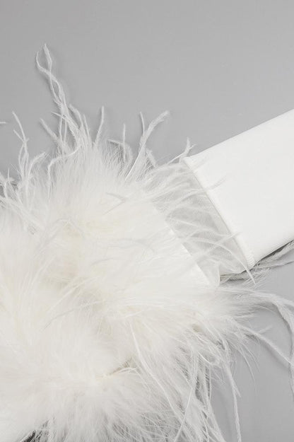 Tammy Feather Splicing Midi Bandage Dress