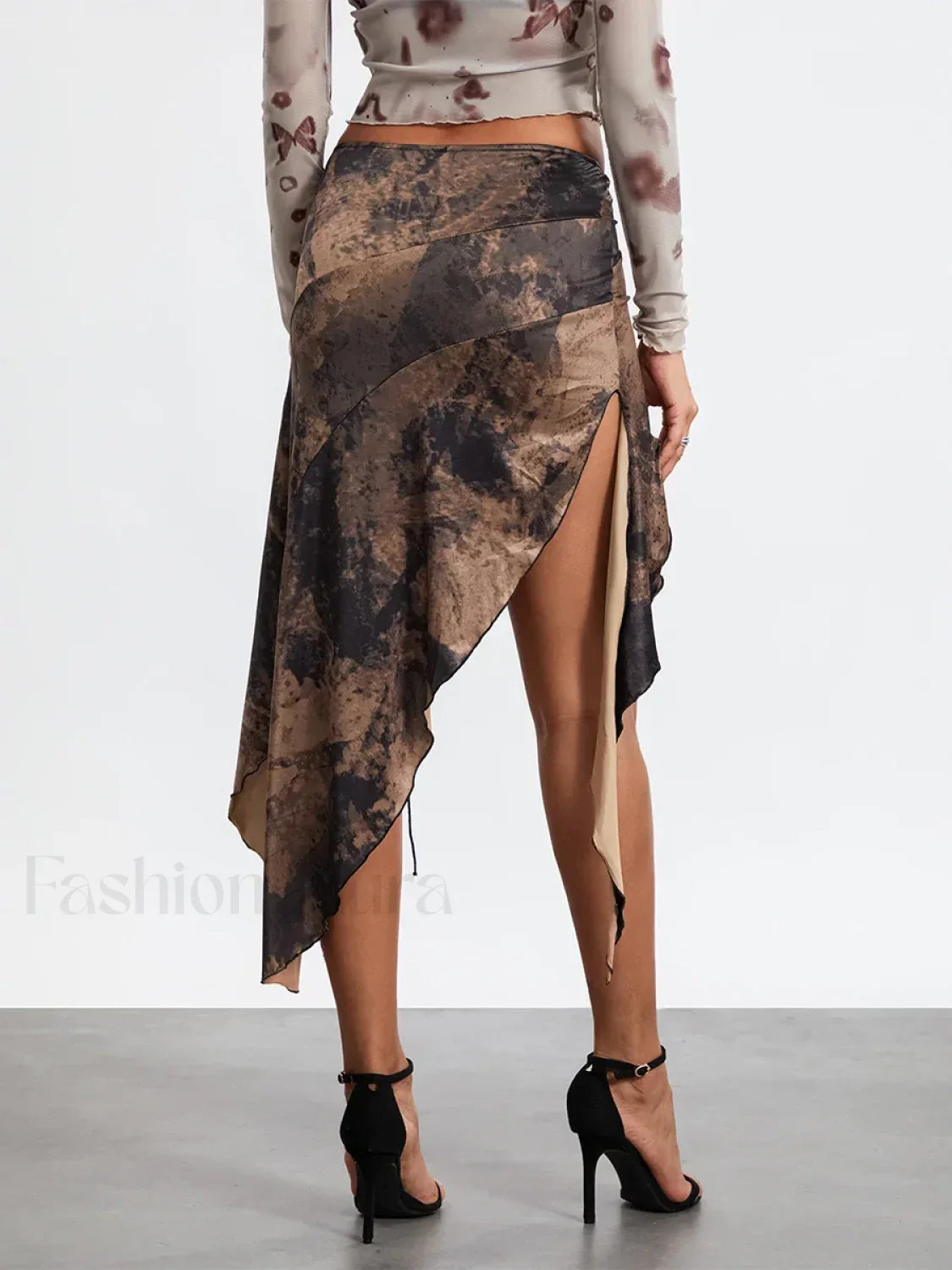 Tassel Wrap Asymmetric Midi Skirt