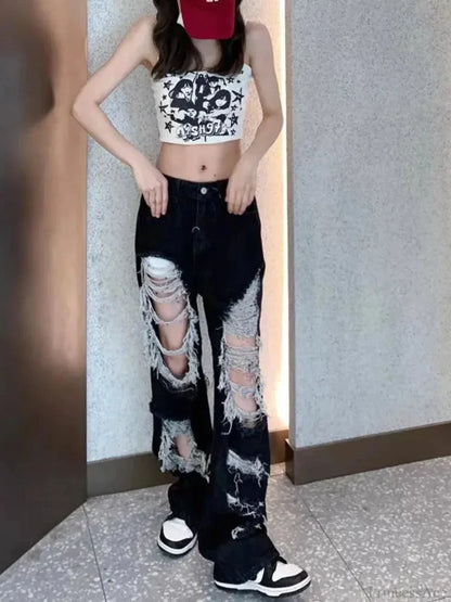 Tattered Medieval Straight Denim Pant